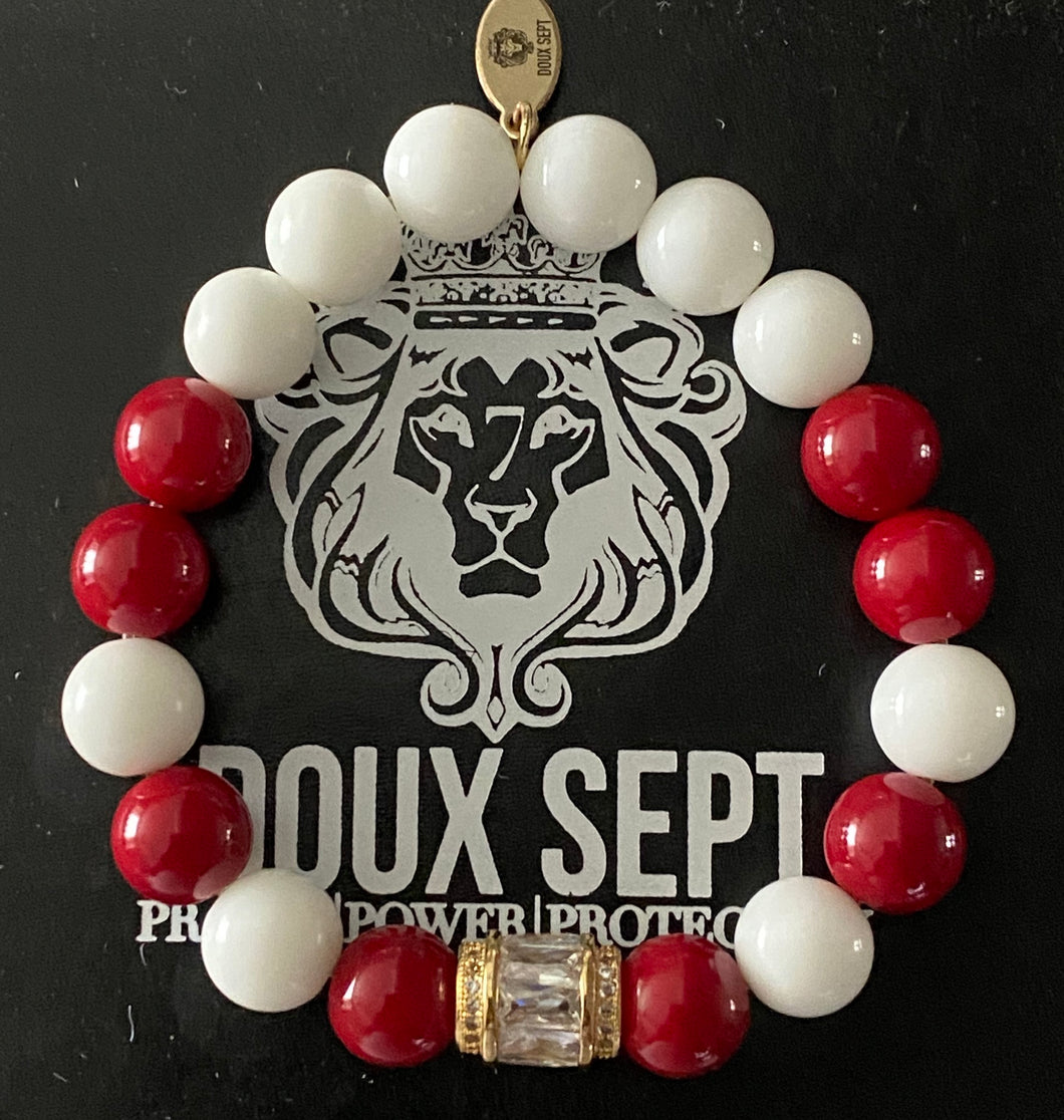 Flashing Lights W/ Red Coral & White Alabaster